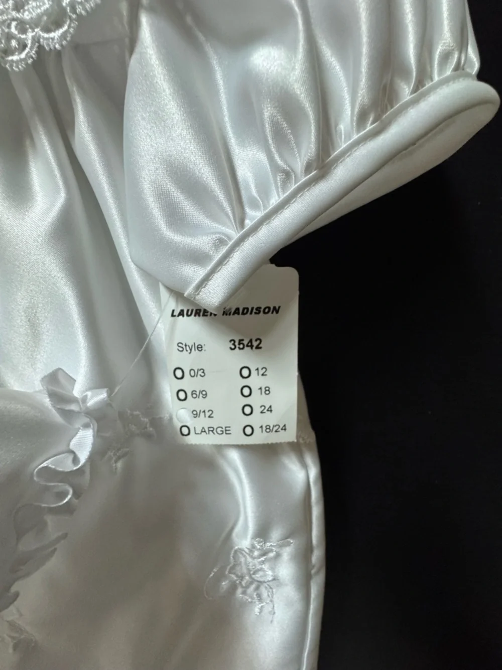 Vintage White satin baby christening gown and bonnet set